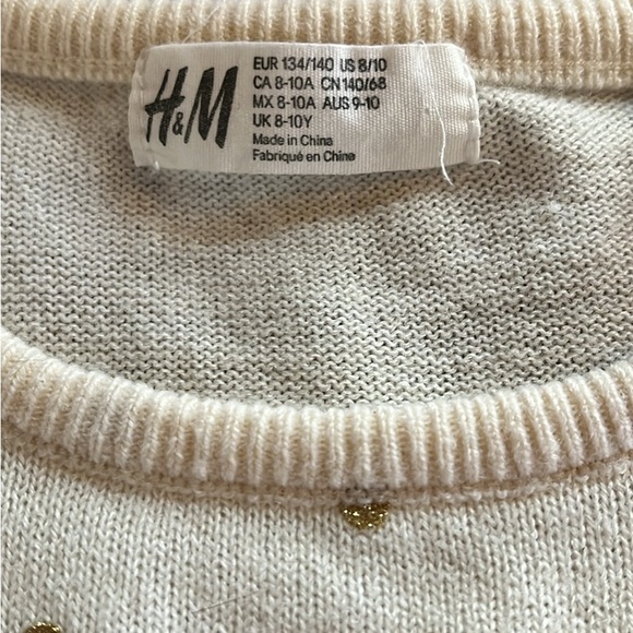 Cream heart sweater! Gold polka dots - Picture 2 of 3